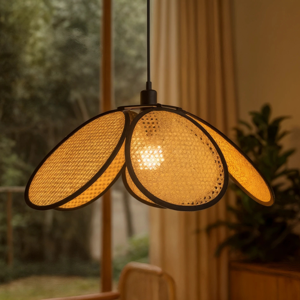 Asterra Elegant Bohemian Rattan Ceiling Lamp for Living Room and Kitchen