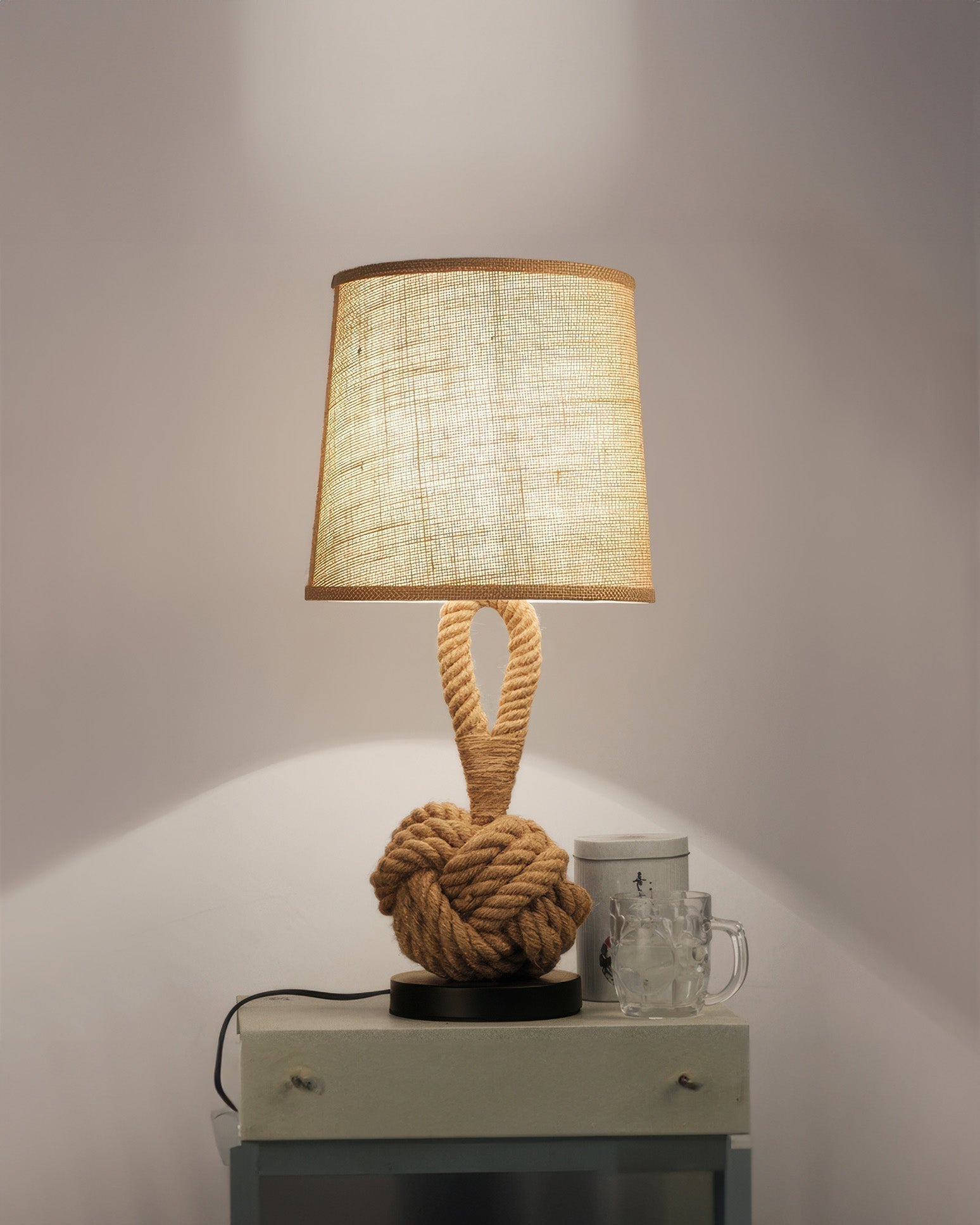 Haven Hemp Rope Table Lamp With Linen Shade And E27 Socket