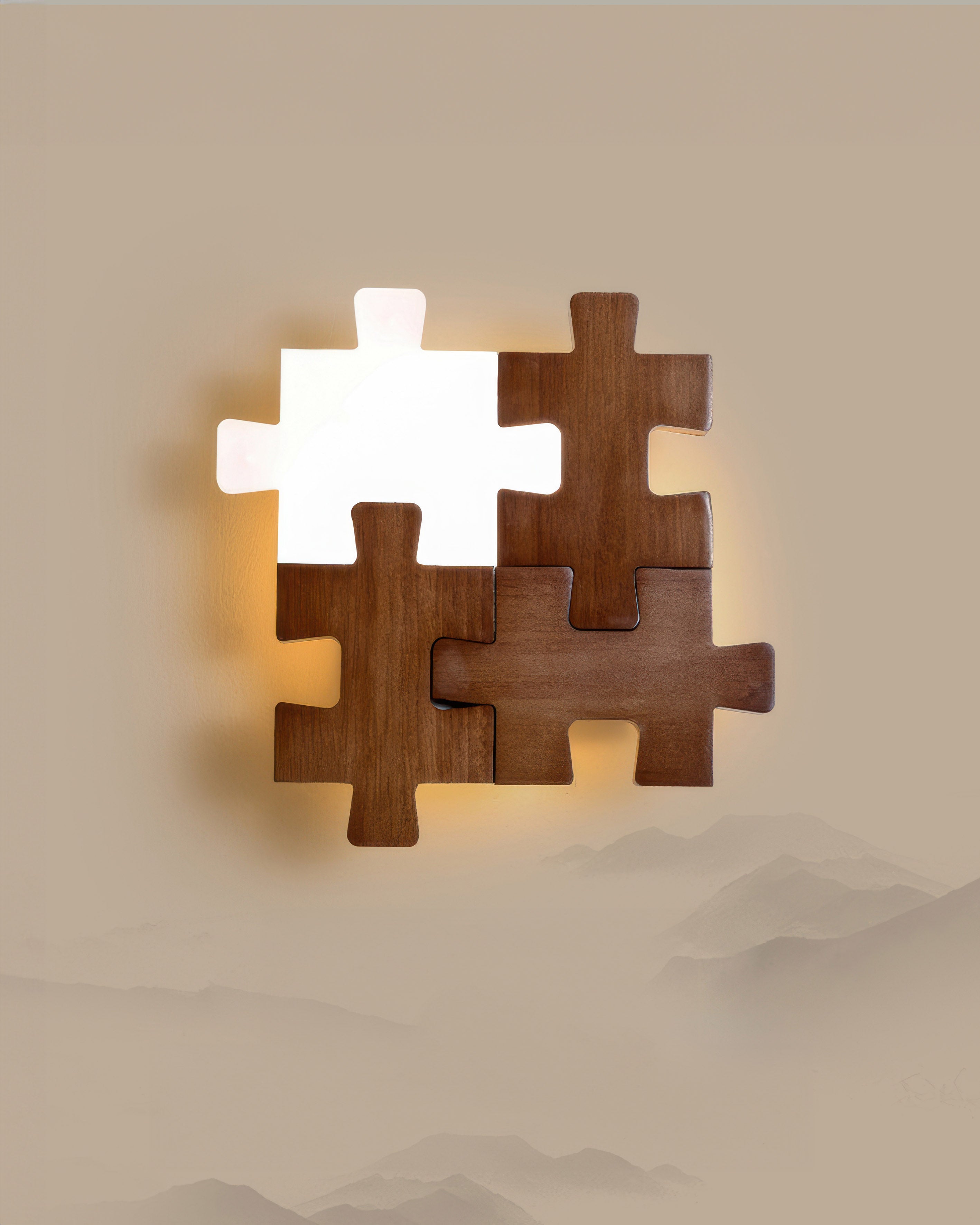 NovaPuzzle Wood Puzzle LED Wall Sconce in Nordic Minimalist Style