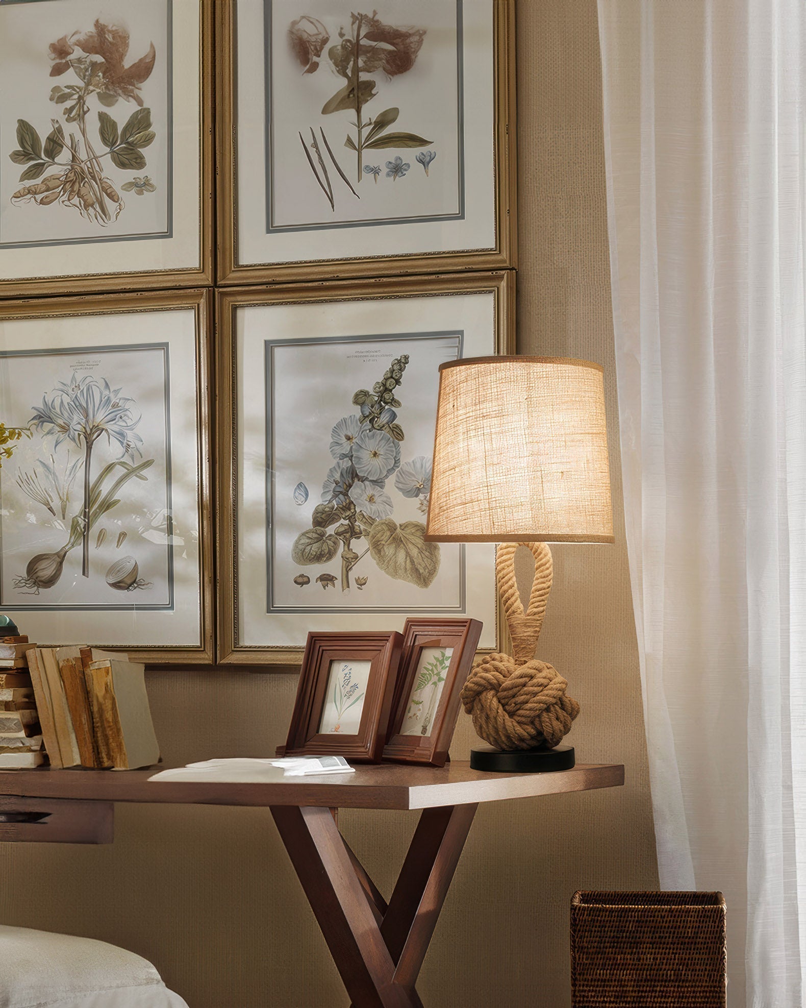 Haven Hemp Rope Table Lamp With Linen Shade And E27 Socket